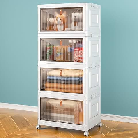 Four-Tier Stackable Storage Bins with Lids