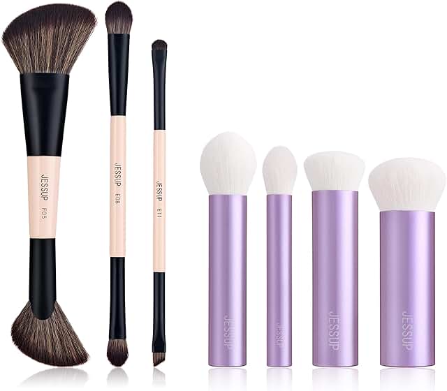 Travel Makeup Brush Set with Face Kabuki, 3 Pieces