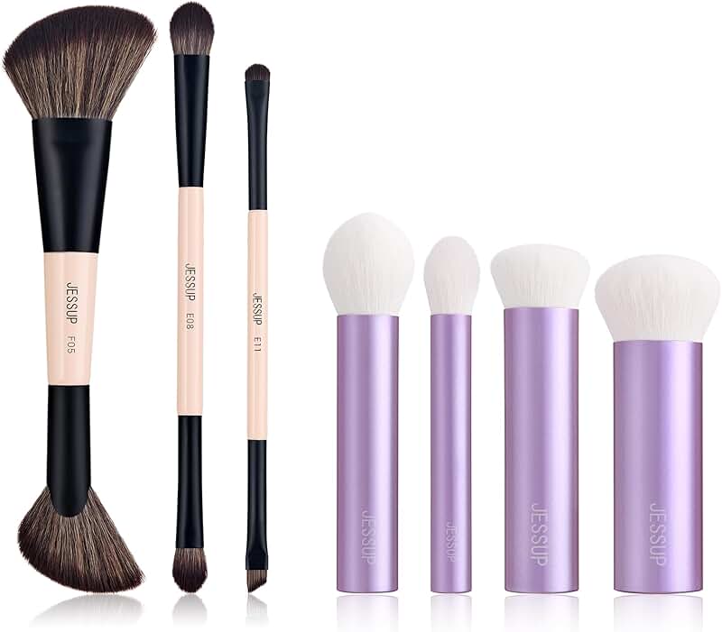 Travel Makeup Brush Set with Face Kabuki, 3 Pieces