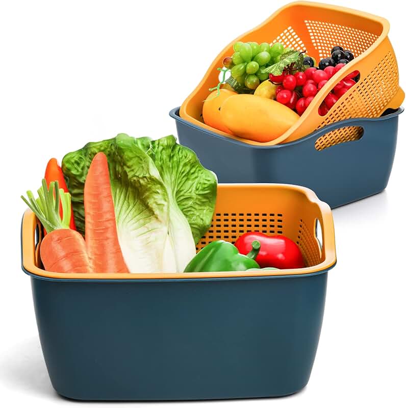 2 Pack Large Kitchen Strainer and Colander Set