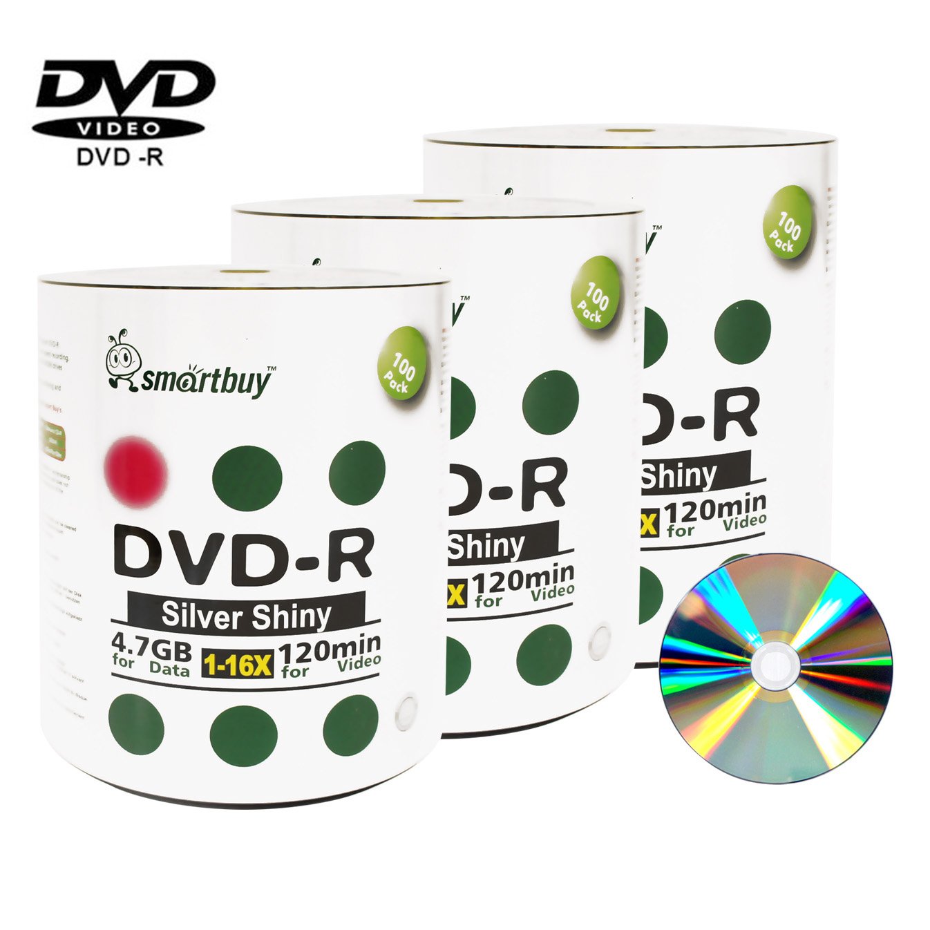 300 Pack DVD-r 4.7gb 16x Shiny Silver Blank Data Video Movie Recordable Media Disc, 300 Disc 300pk