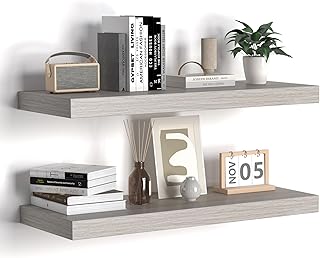 Rustic 24-Inch Wooden Wall Shelves, 2 Pack