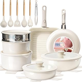25-Piece Nonstick Cookware Set with Detachable Handle