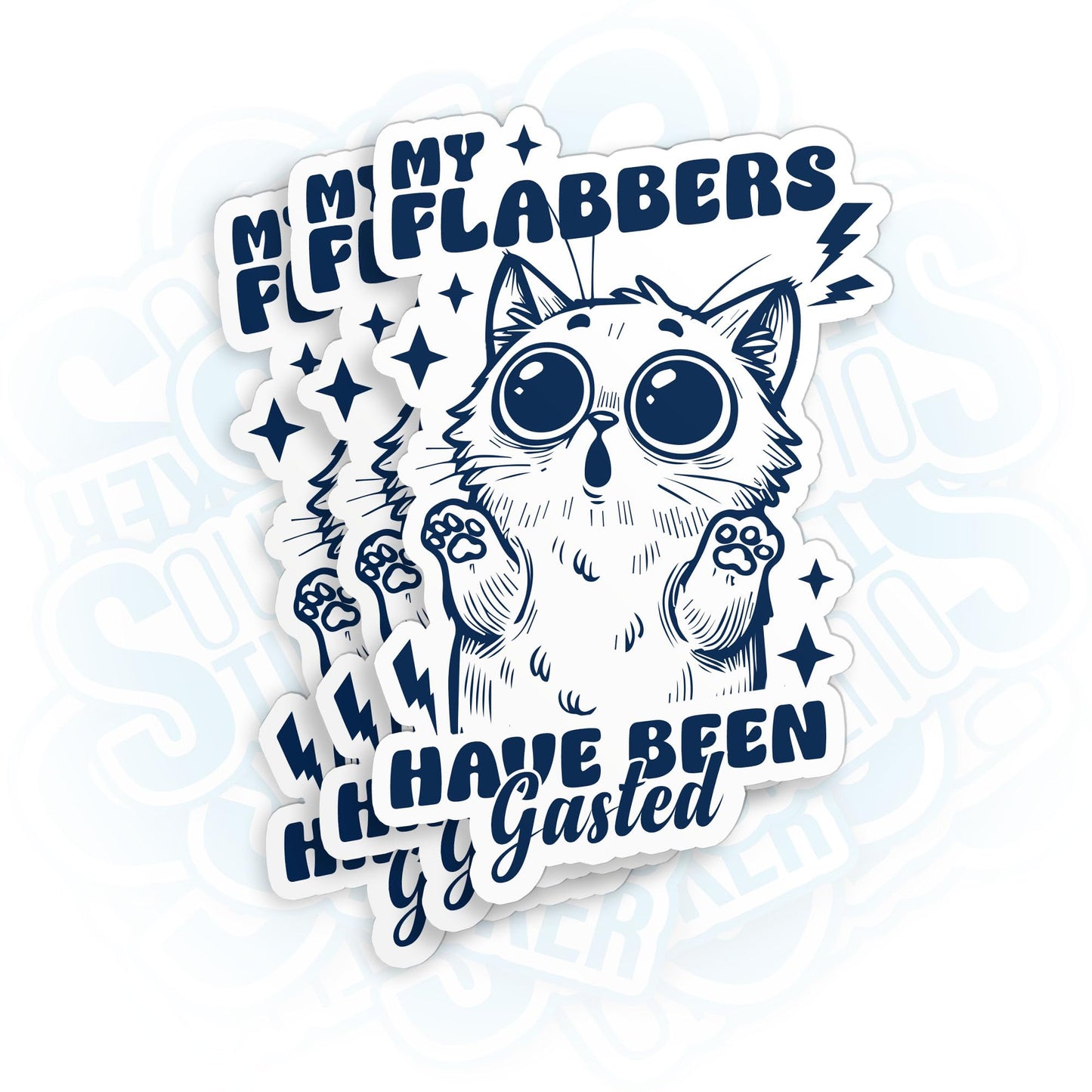 Set of three funny cat stickers, 3 inches each