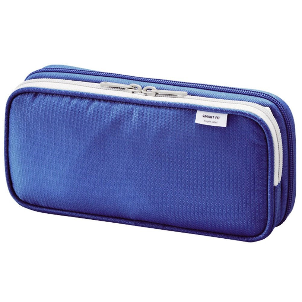 Large double pen case, 4.1 x 8.7 inches, blue