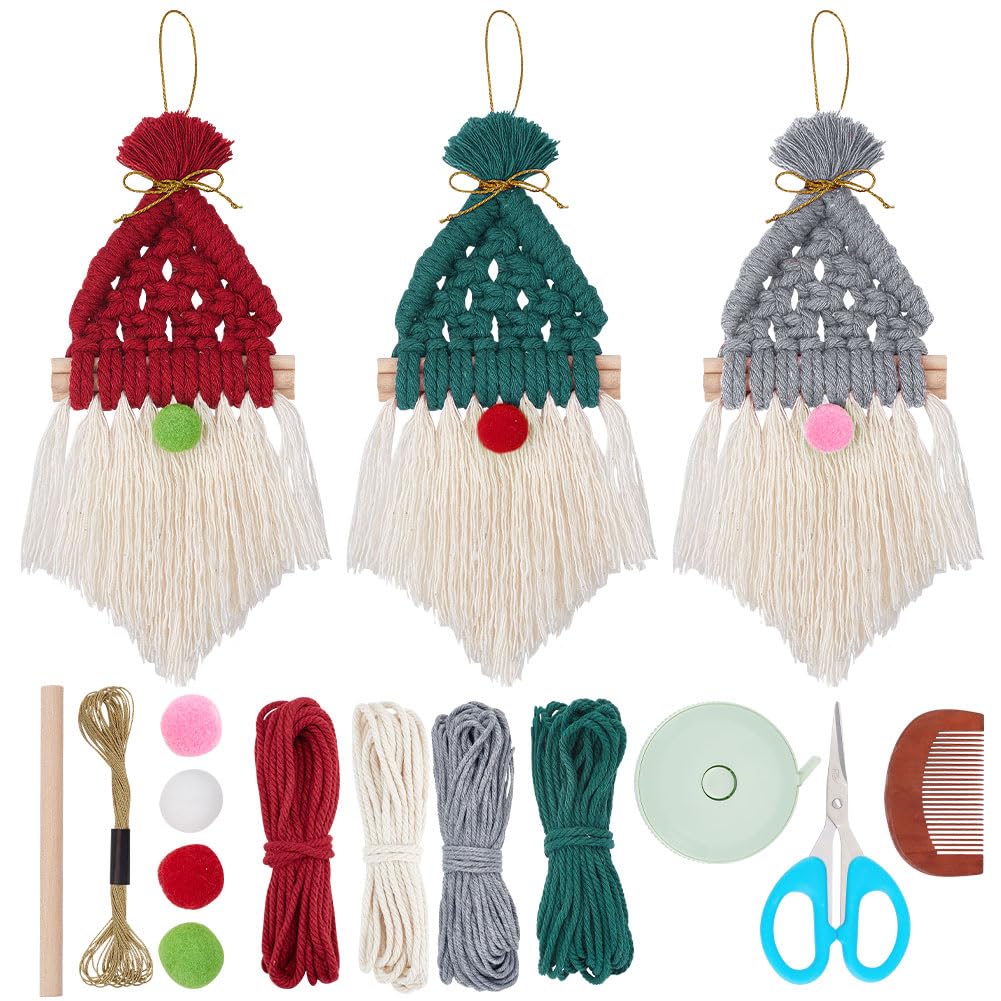 3-Piece Macrame Gnome Kit for Holiday Decor
