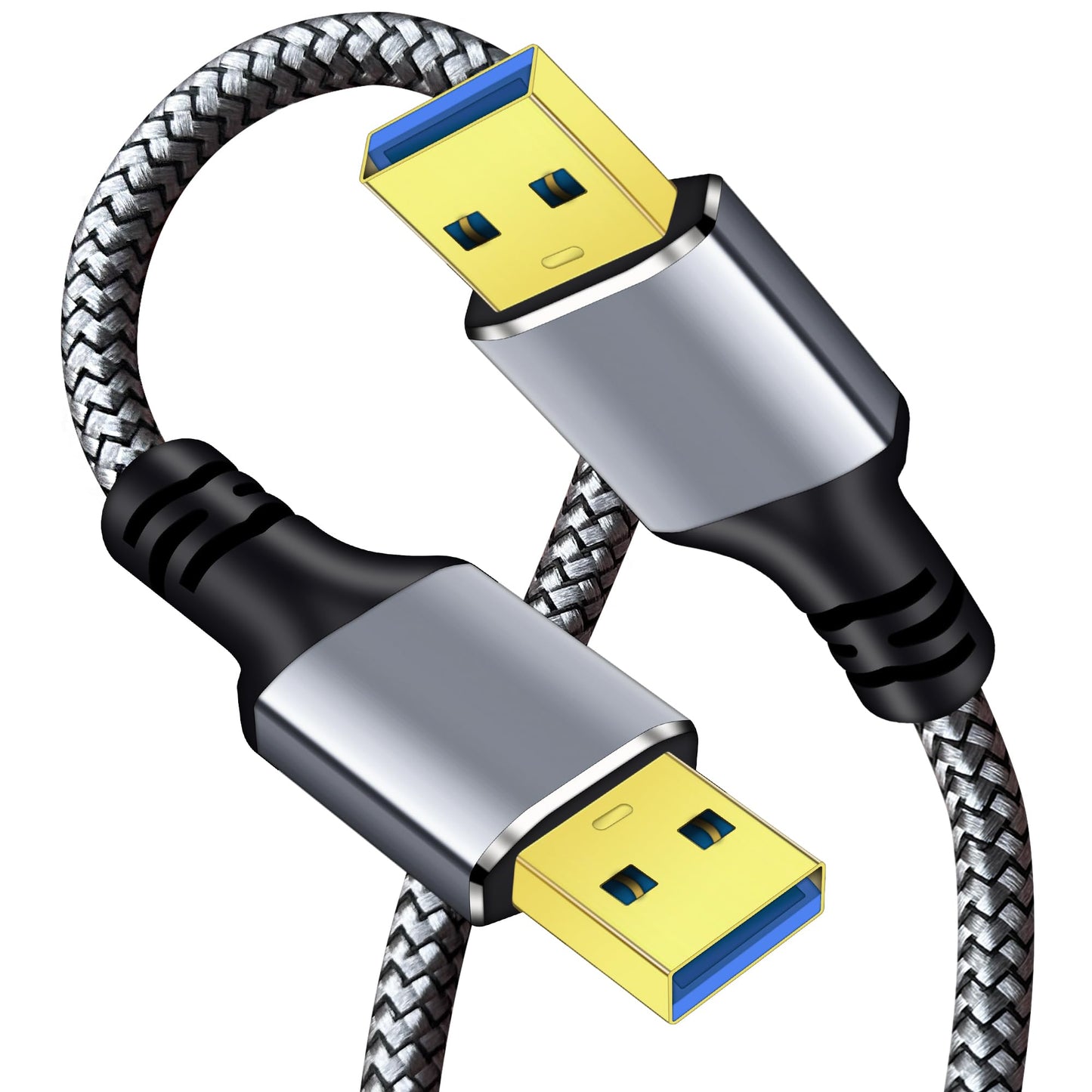 1Ft USB 3.0 A to A Male Cable in Silver
