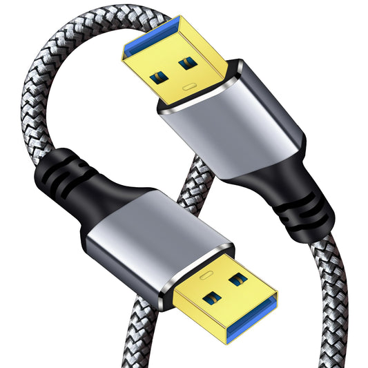 1Ft USB 3.0 A to A Male Cable in Silver
