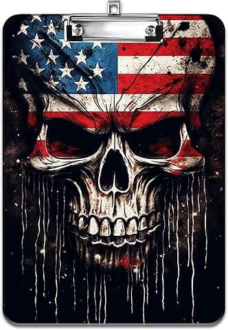 A4 Plastic Clipboard with Flag and Skull Design