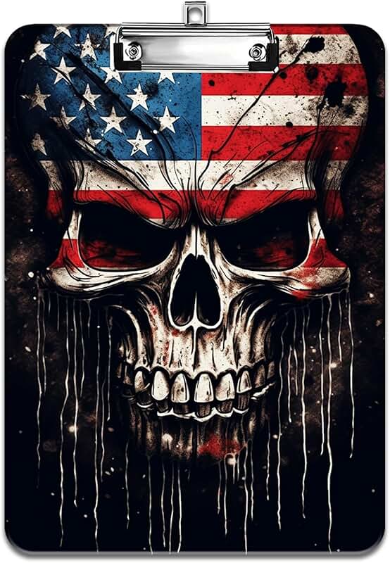 A4 Plastic Clipboard with Flag and Skull Design