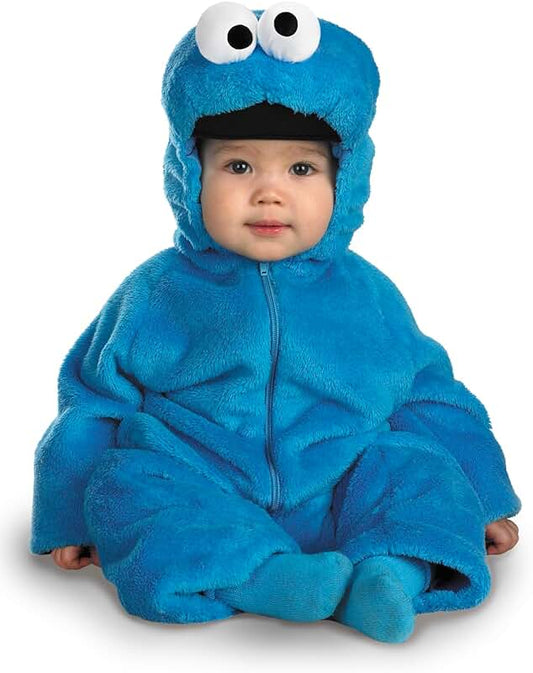 Blue Cookie Monster plush jumpsuit for toddlers