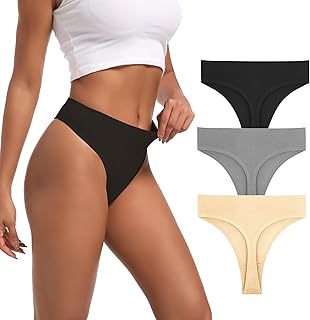 Six Pack Women's High Waist Ribbed Cotton Thongs