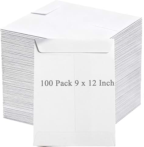 Pack of 100 White 9x12 Inch Self Seal Catalog Envelopes