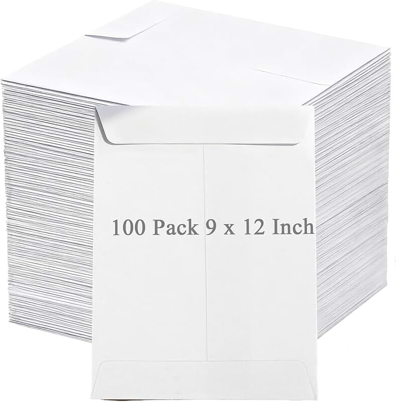 Pack of 100 White 9x12 Inch Self Seal Catalog Envelopes