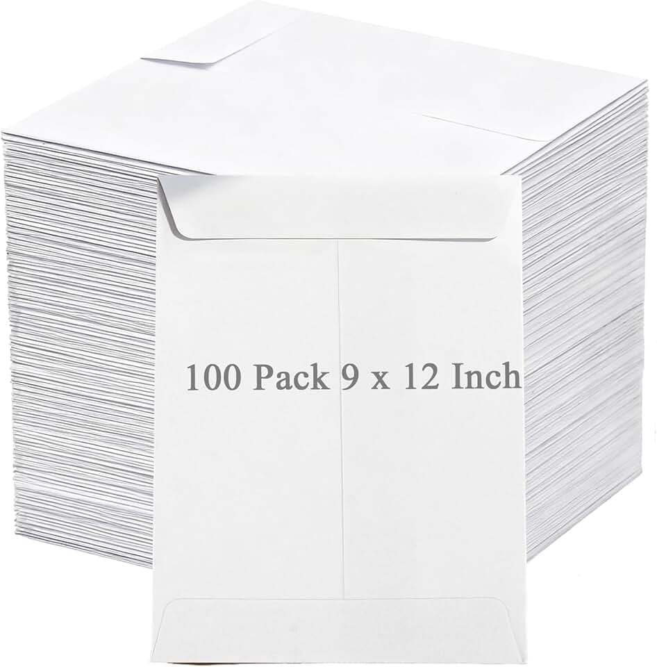 Pack of 100 White 9x12 Inch Self Seal Catalog Envelopes