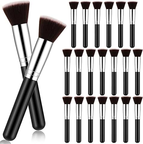 20 Pcs Flat Top Foundation Brush Set for Face Makeup