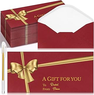 50 Christmas Gift Card Envelopes with Gold Bow