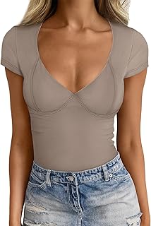 Women's V-Neck Short Sleeve Slim Fit T-Shirt