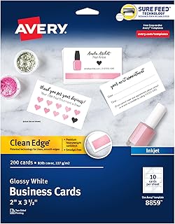 Glossy White Printable Business Cards, 2 x 3.5 inches, 200 sheets