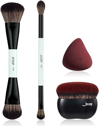 Double-Sided Makeup Brush Set with Foundation and Sponge