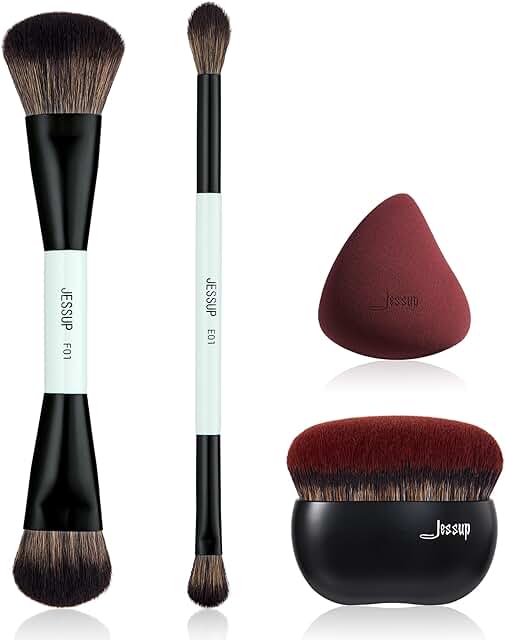 Double-Sided Makeup Brush Set with Foundation and Sponge
