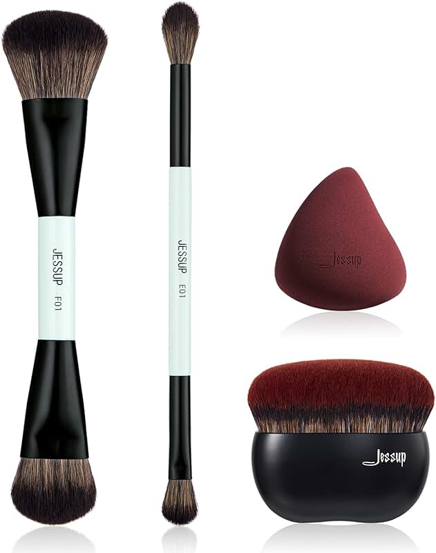 Double-Sided Makeup Brush Set with Foundation and Sponge