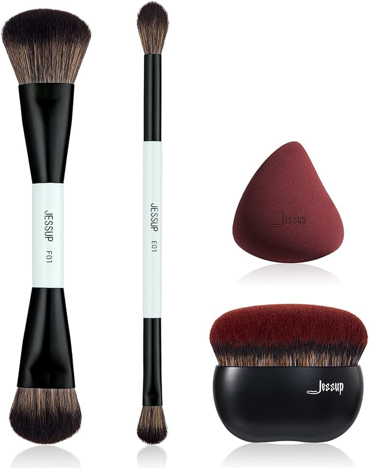 Double-Sided Makeup Brush Set with Foundation and Sponge