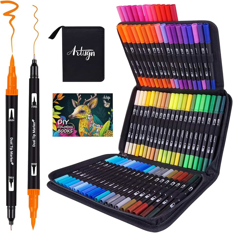 72-color dual tip marker set for art and lettering