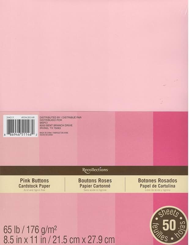 Pink Button Cardstock Paper, 8.5 x 11, 50 Sheets, 2-Pack