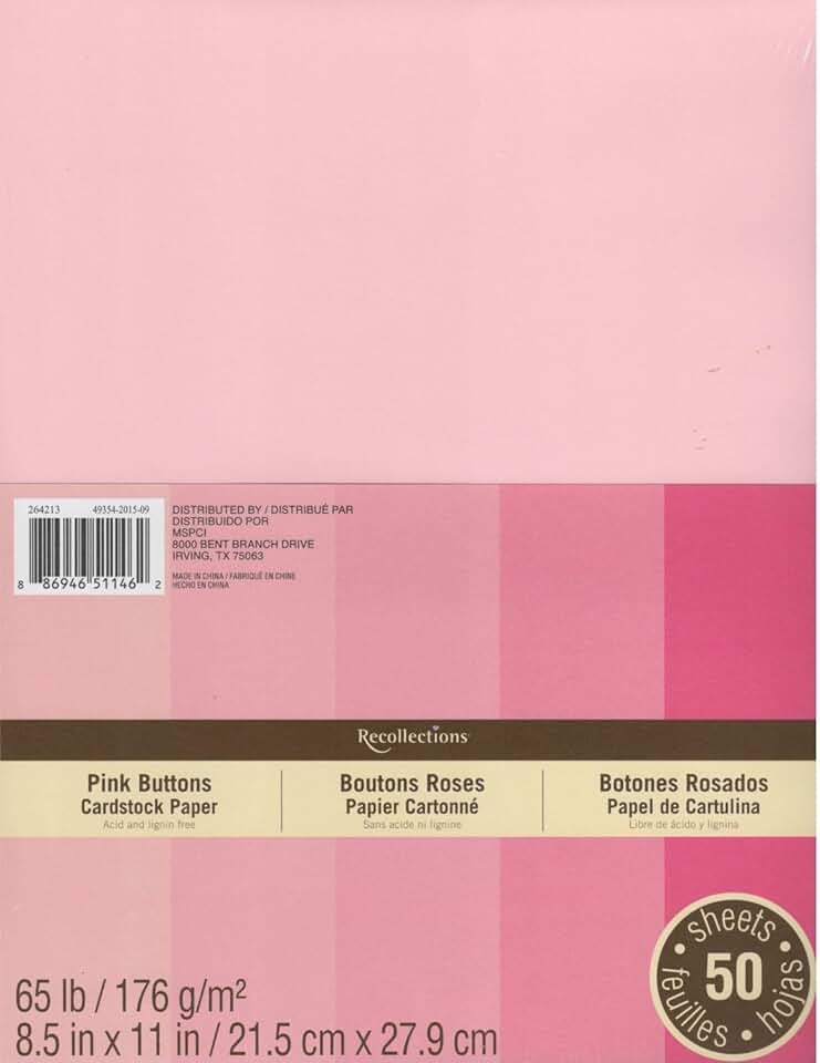Pink Button Cardstock Paper, 8.5 x 11, 50 Sheets, 2-Pack