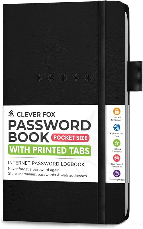 Password Organizer Notebook with Alphabetized Internet Addresses