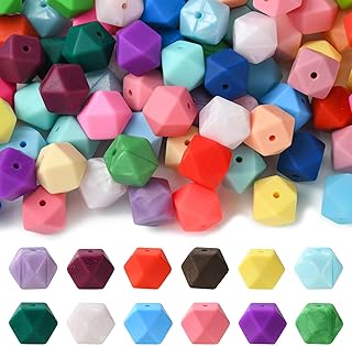 100pcs Colorful Silicone Hexagon Beads for Jewelry Making