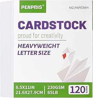 White Cardstock, 120 Sheets, 8.5" x 11", 230gsm