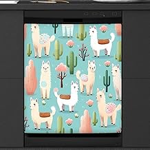 Cute Alpaca and Cactus Dishwasher Magnet Cover