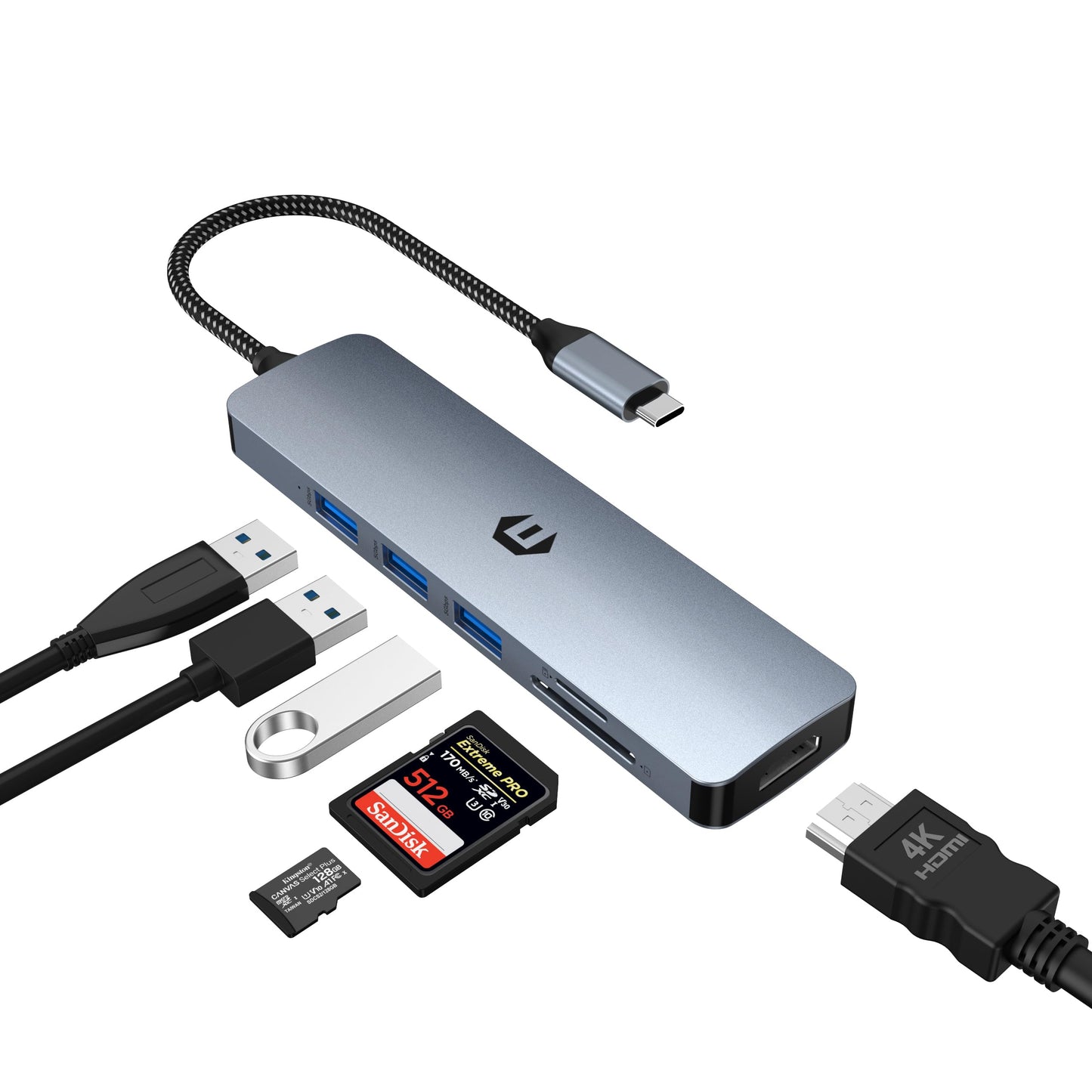 6-in-1 USB C Hub with HDMI and USB 3.0