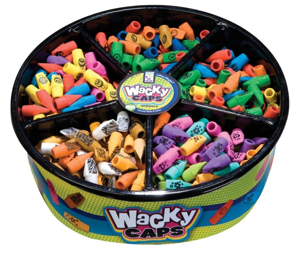 Pack of 900 Wacky Cap Pencil Erasers