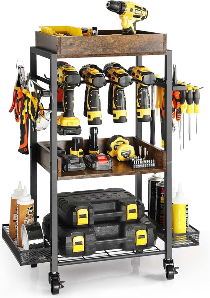 Garage Power Tool Storage Organizer with Wheels