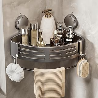 Corner Shower Caddy with Suction Cups, Gray