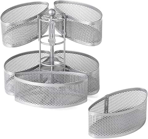 Silver spinning organizer for bathroom or bedroom