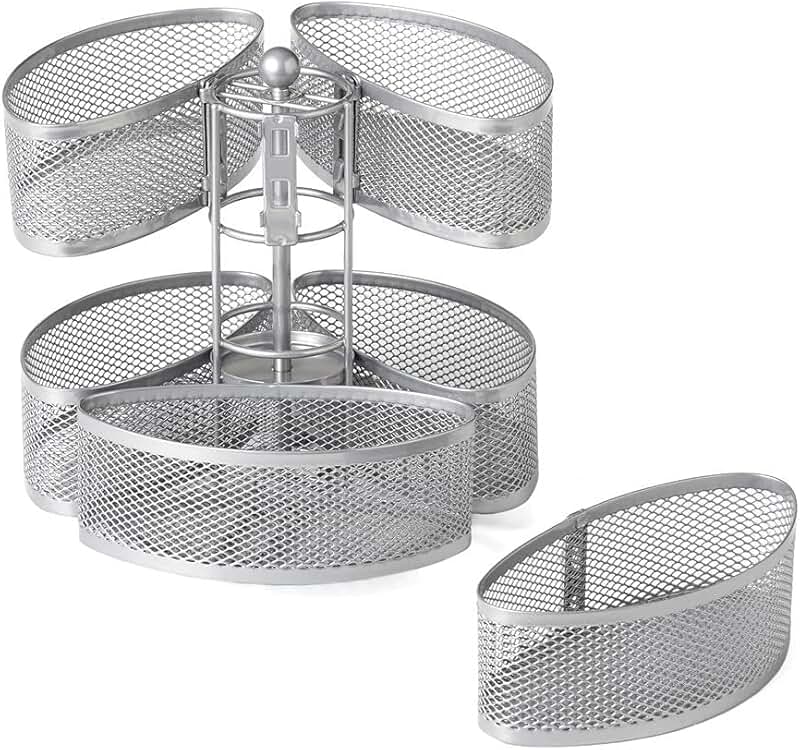 Silver spinning organizer for bathroom or bedroom