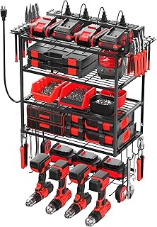 Wall Mount Tool Organizer with Charging Station and Storage