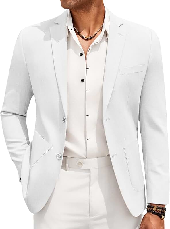 Men's Casual Linen Blazer with Two Buttons