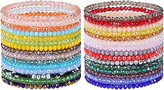 Set of 30 Colorful Beaded Stretch Bracelets for Women