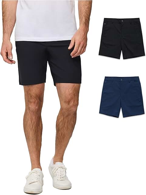 Men's 7 and 9 Inch Inseam Dry Fit Chino Golf Shorts