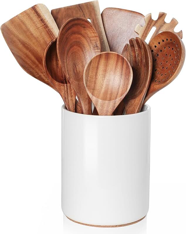 Set of 4 Wooden Kitchen Cooking Utensils