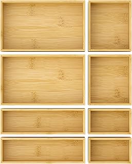 8-Piece Bamboo Drawer Organizer Trays