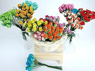 Assorted Tiny Rose Bud Paper Flowers for Crafts