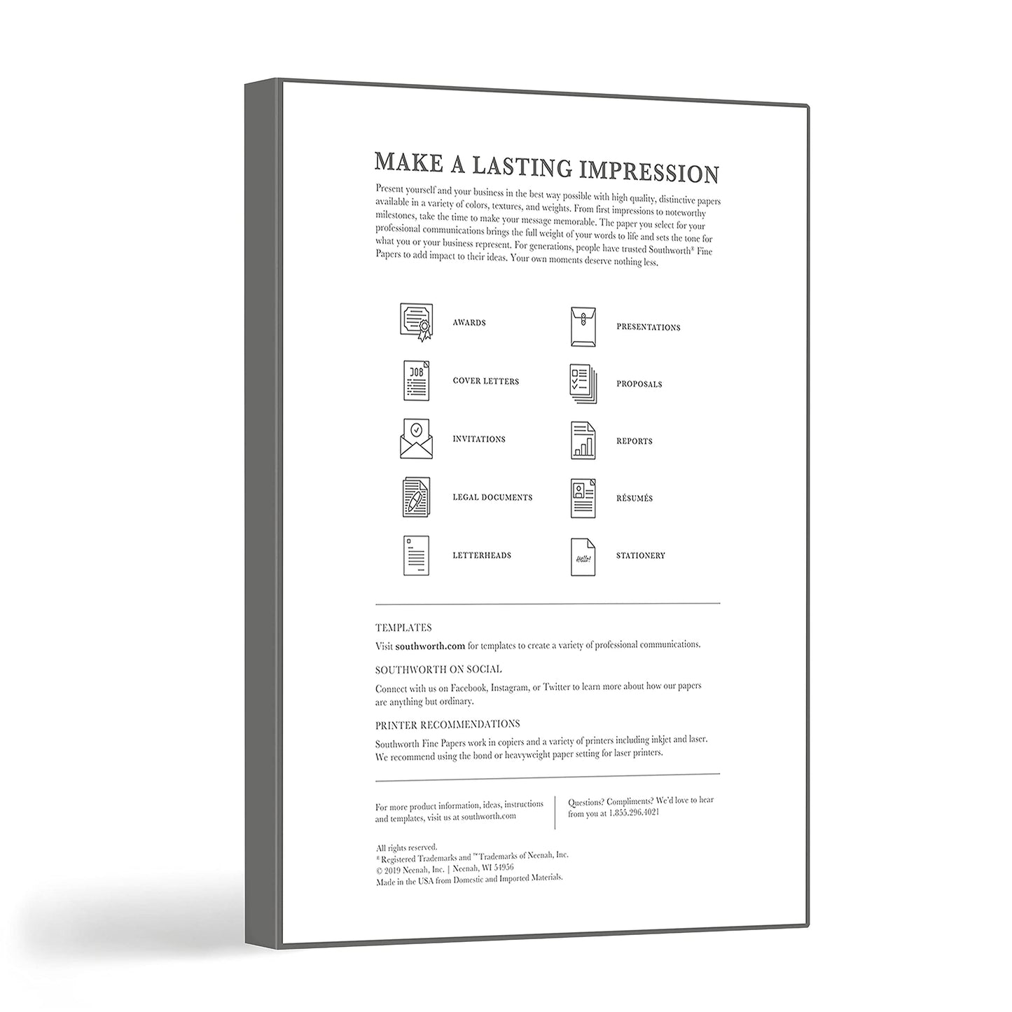 Blue 100% Cotton Resume Paper, 8.5 x 11, 32 lb, 100 Pack