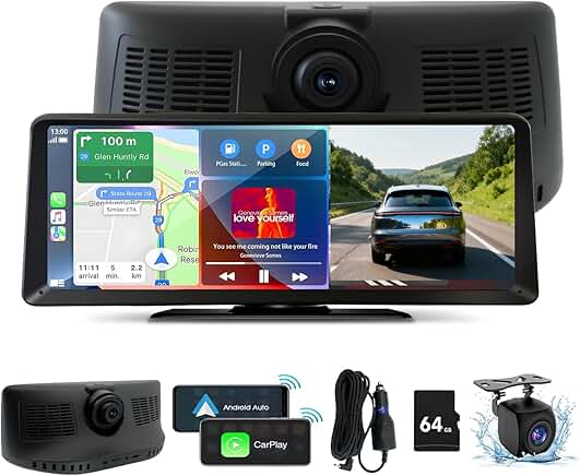 8.1-inch HD Touch Screen Car Stereo with Dash Cam and Backup Camera