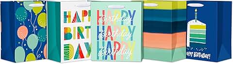 Small 6.5-inch Gift Bags for Birthdays and Celebrations (5 Pack)